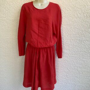 & Other Stories Dress Sz 6 Red/Orange  Shirtwaist Long Sleeve Elastic Waist